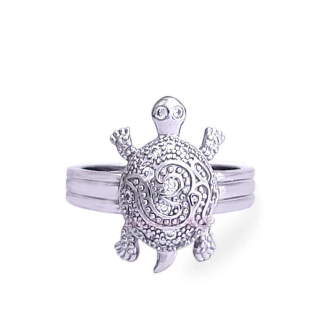 Om Tortoise Silver Ring Turtle Dimond Ring Tortoise Designer Ring for Men Handmade Silver Ring Ompoojashop Etsy
