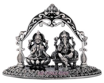 Idolo Lakshmi Ganesh in argento sterling 925 – Tempio Puja Murti - Om Pooja Shop