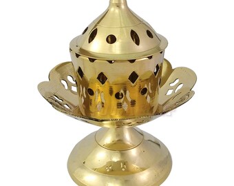 Artvarko™ Portaincenso in ottone a forma di pavone, Diffusore di Incenso, con porta incenso Dhuna Charkol Dhoop Dani Aarti Loban Bruciatore purificante per casa ufficio Tempio dio Puja