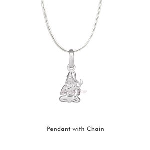 Lord Shiva Sterling Silver Pendant with Snake Chain in Pure Silver | Shiv Locket | Hindu Indian Spiritual Jewellery | God Deity Pendnat