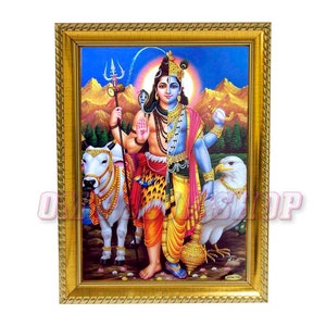 Ardhanarishwar Photo Frame, Handcrafted Photo Frame, Hindu God Ardhanarishwara, Shiva Parvati Photo Frame, God Printed Pictur OmPoojaShop
