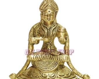 Annapurna Devi Murti in Brass/Annapurna Devi Idol In Brass / Annapoorna Devi Statue / Hindu Religion God Sculpture