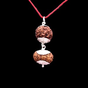 6 mukhi and 1 bead of 13 mukhi rudraksha of Indonesian origin Pure Silver Caping Pendant Ompoojashop