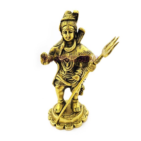 Gold Plated Brass Shiva Bholenath Mahadev Openable Damru with Panchmukhi Rudraksh Hindu God Rope Chain Pendant Locket Necklace Temple Jeweller並行輸入 6.2-inch Brass Lord Shiva Statue:bholenath Sculpture With Shiv
