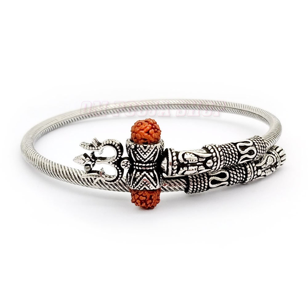 Buy 925 Sterling Silver Handmade Shiva Trishul Bangle Bracelet Rudraksha  Kada, Excellent Bahubali Trident Kada Bracelet Gift Nsk534 Online in India  - Etsy