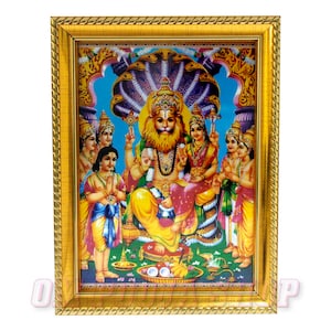 Narsimha im Fotorahmen personalisiertes Geschenk für Hindu Freunde & Familie, Traditionen für Zuhause weg von Indien