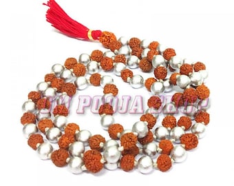 Shiddh Parad (Mercury) Rudraksha Mala 108 Beads/ Parad Mala, Mercury Beads Mala, Religious Gifts- God Shiva, Pooja Items