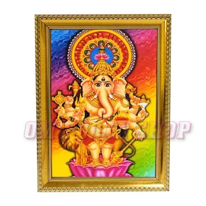 Drishti Ganesha Photo Frame for Entrance to Home Personalized Gift For Hindu Friends & Family, Traditions For Home Away From India