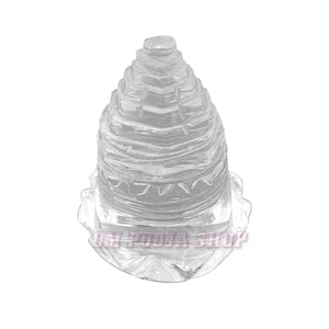 Cristal natural original Sphatik Shree Yantra, Lakshmi Yantra, Pirámide de piedras preciosas Yantra, Shri Yantra con forma de flor, 105 gramos OmPoojaShop