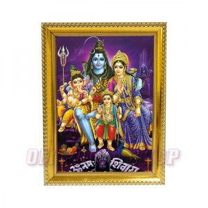 Shivparivar in Photo Frame Handcrafted Photo Frame of Hindu God - Ardhanarishwara Shiva Parvati Photo Frame