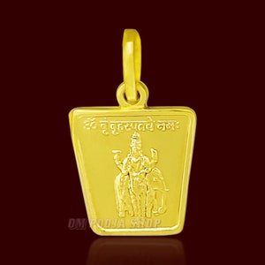 Guru (Jupiter / Brihaspati) Yantra Locket / Pendant in Pure Copper with 24K Gold Plated Blessed Energized Navgraha Locket Om Pooja Shop