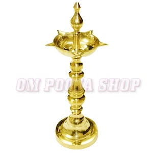Brass Samai Oil Lamp Diya/Traditional Brass Panchmukhi Standing Diya/Brass Samai/Samay Oil Brass Diya for Pooja Set of 2