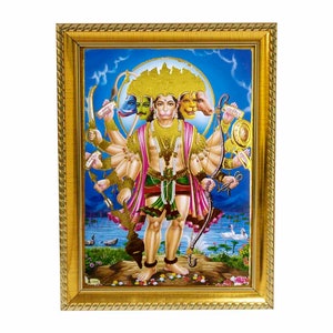 Panchmukhi Hanuman in Photo Frame Personalized Gift For Hindu Friends & Family, Traditions For Home Away From India