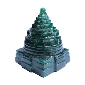 Green Jade Lakshmi Shree yantra | Crystal Yantra | Gemstone Pyramid Ynatra | Shri Yantra Temple Pooja OmPoojaShop