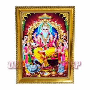 Vishwakarma im Fotorahmen personalisiertes Geschenk für hinduistische Freunde & Familie, Traditionen für Zuhause weg von Indien