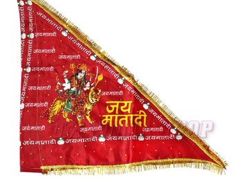 Jai Mata Di Sherawali Maa Flag  Hindu Warrior Lion Riding Mahavidhya Goddess Maa Durga