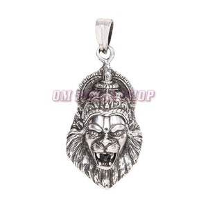 Narasimha Locket in 925 Sterling Silver, God Narshimha Pendant, Lion Face Locket, God Silver Pendant,Protection Amulet Locket OmPoojaShop