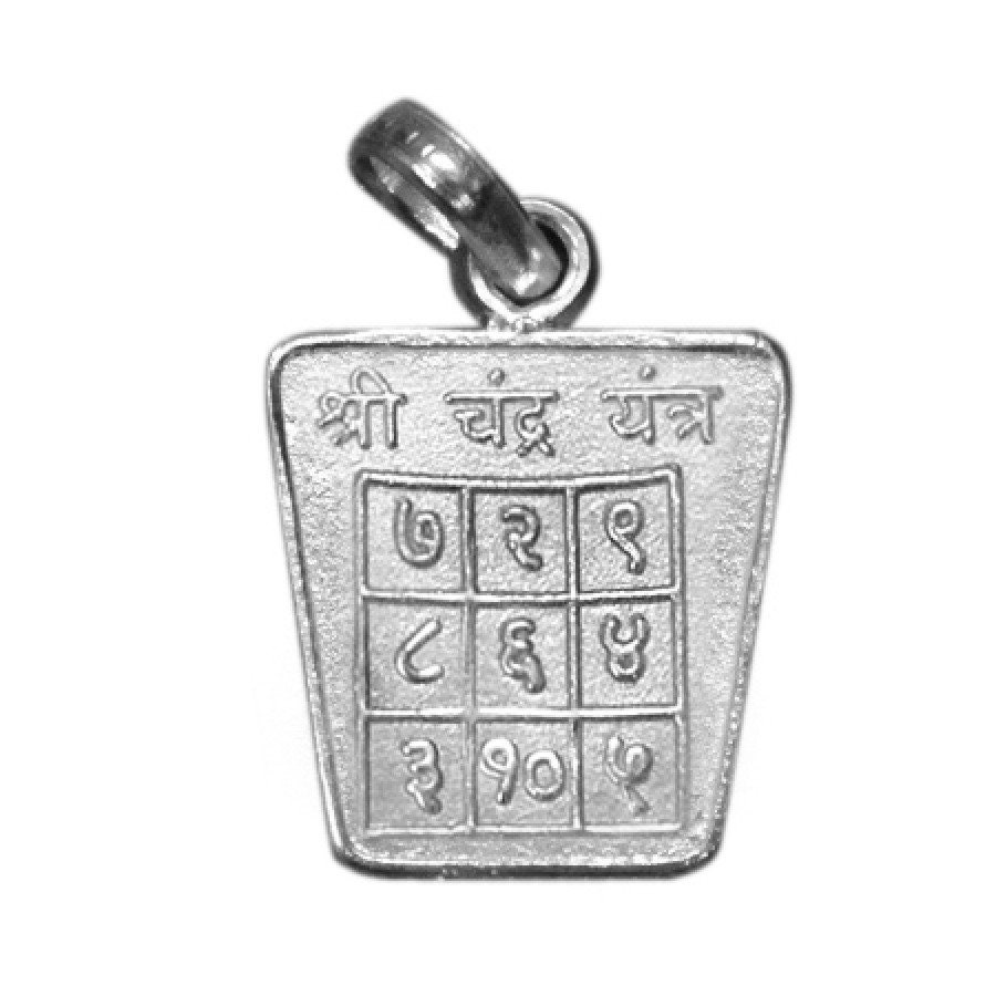Chandra Yantra Locket in 925 Sterling Pure Silver, Moon Planet Horoscope Base Pendant OM POOJA SHOP