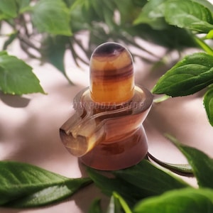 Fluorite Crystal Stone Shivlingam Idol | Natural Shiva Lingam Statue | Gmestone Hindu God Shiva Statue | Temple Pooja OmPoojaShop