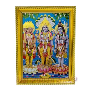 Brahma, Vishnu, Shiva Photo Frame Personalized Gift For Hindu Friends & Family, Traditions For Home Away From India