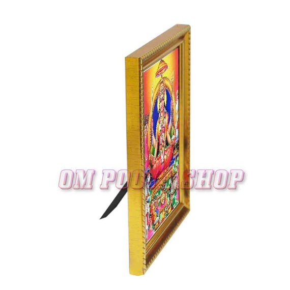 Santoshi Mata Zari Art Work Photo In Golden Frame (11 X 13 Inches