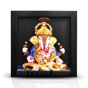 God Ganesha Digital Phoot Frame Wall ArtWork, Table, Home Decor, Pooja Room, Ganpati printed Art Picture OmPoojaShop
