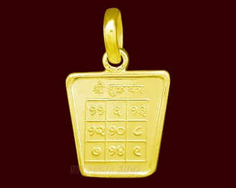 24K Gold Plated Shukra Yantra Locket, Copper Venus Pendant - Om Pooja Shop
