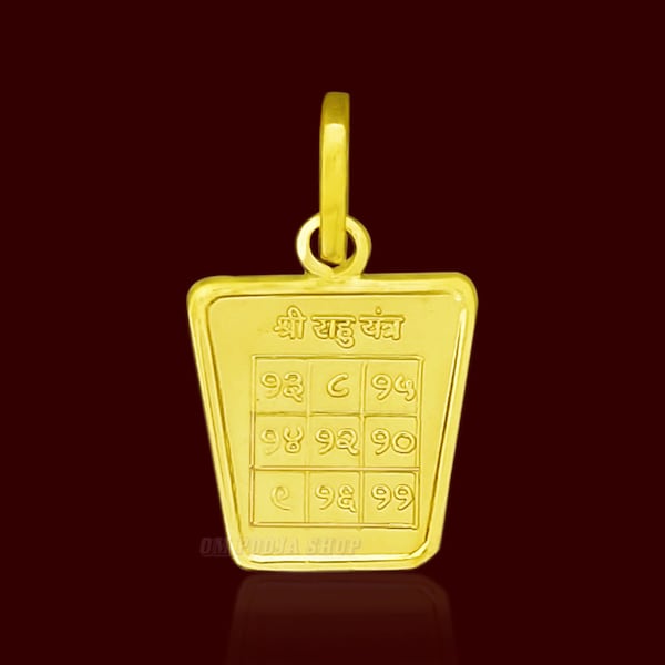 Rahu Yantra Locket / Pendant in Pure Copper with 24K Gold Plated Blessed and Energized Navgraha Planetary Locket Om Pooja Shop