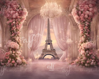 Eiffel Tower Wedding Backdrop: Paris Palace Digital Background (Digital Download)