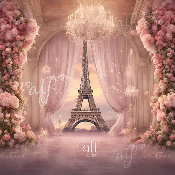 Eiffel Themed Wedding Backdrop in a Palace Digital Backgrounds for Shooting Wedding Backdrop Maternity Paris Backdrop Overlays Photography