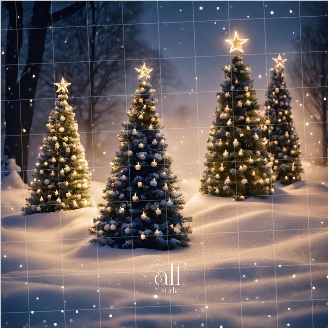 Christmas Tree Farm Backdrops Candle Light Photo Booth DIGITAL Christmas Backgrounds Xmas