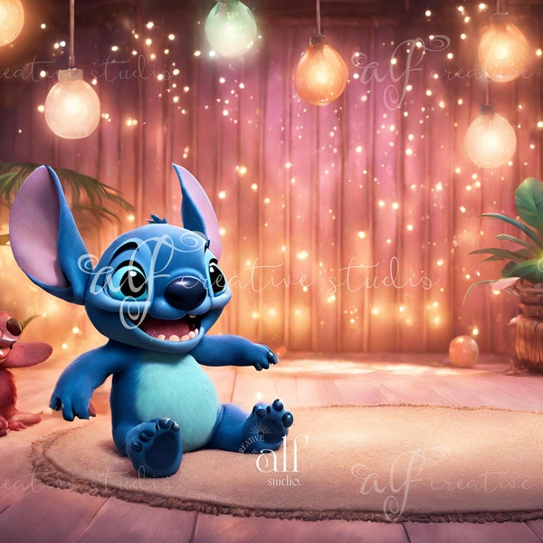 Stitch Digital Wallpaper Stitch Studio Backdrops Stitch Adventure Composite Background Tropical Stitch Photo Session Enhancement Stitch