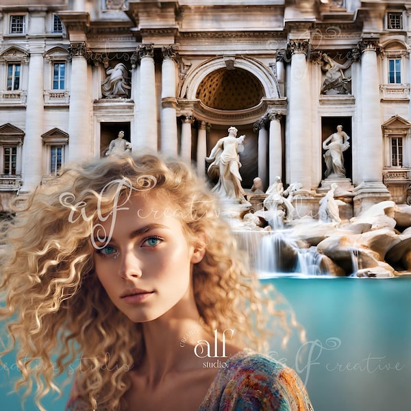 Fontana di Trevi Digital Background Italy Digital Backdrops Trevi Fountain Backgrounds Italy Composite Rome Landmarks Studio Overlay