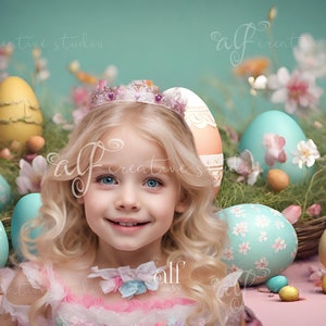 Osterhase Digital Backdrop: Frühlingshaftes Ei Dorf Studio Dekor
