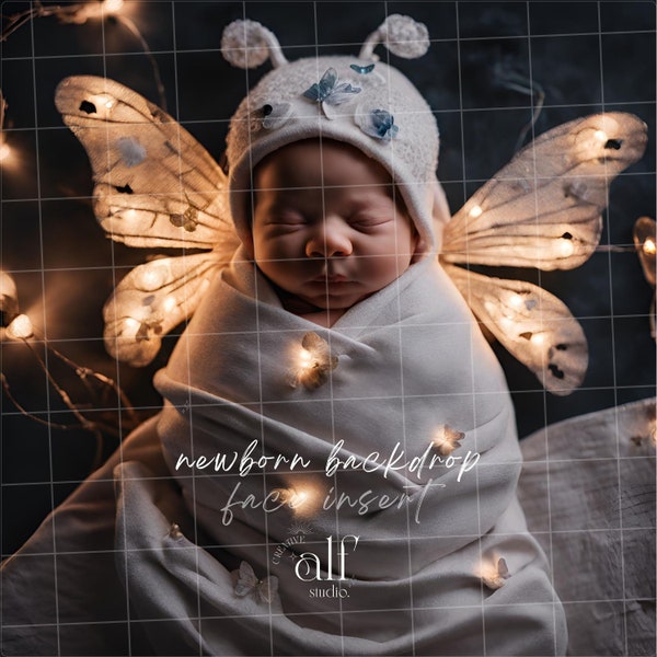 Magical Baby Butterfly Wings Backdrop Dark Fairy Butterfly Baby Portrait Add Face Insert Photography Prop Butterfly Wing Newborn Background