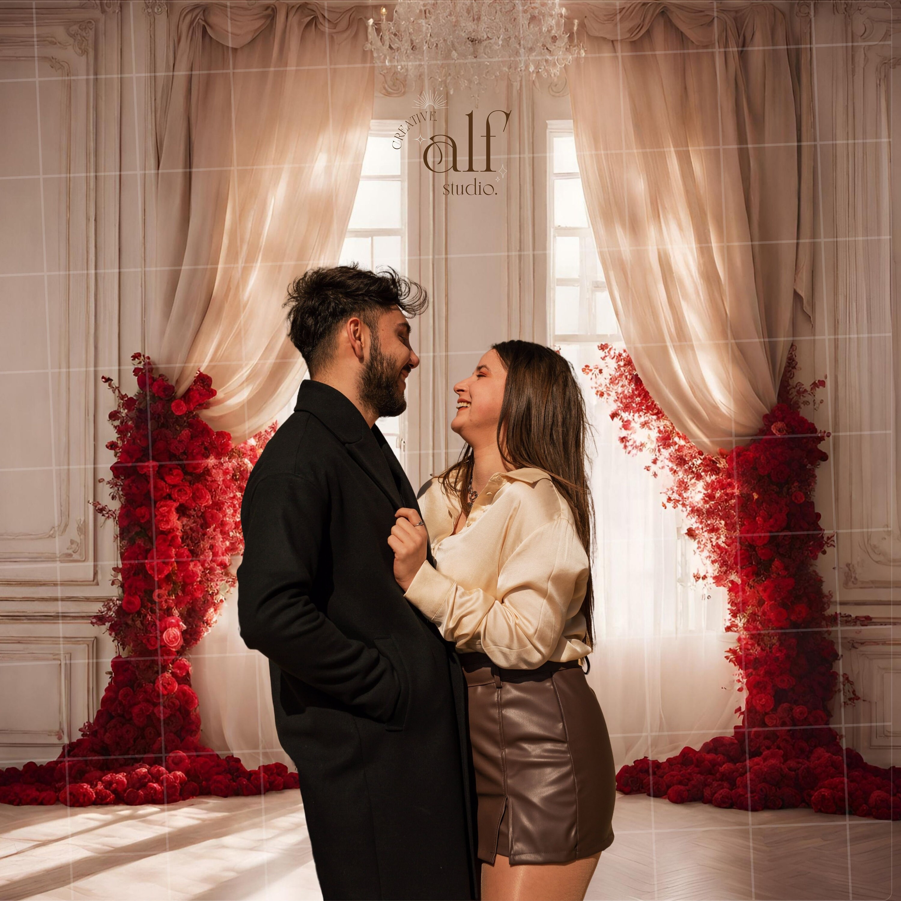BATE Love Red Rose Backdrop Romantic Valentine Flowers Photography Background Wedding Couple Girl Bridal Shower Party Decor Banner Studio Prop (7X5FT