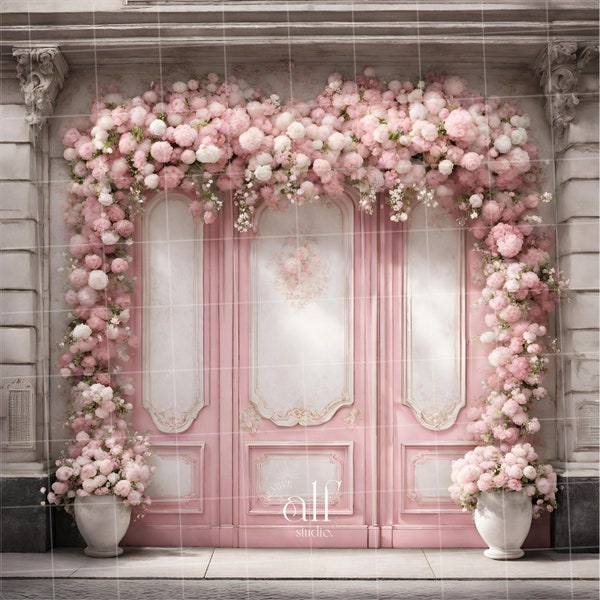 Candy StoreFront Hintergrund Floral Store Overlays Pink Floral Tür Hintergründe DIGITAL Candy Shop Front Foto Requisiten Fotografie Overlays