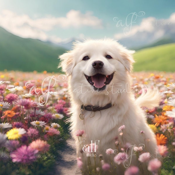 Pets Background Floral Field Pet Custom Pets Memorial Mothers Day Flower Field Background Floral Heaven Pets Gift Mothers Day Memorial Gift