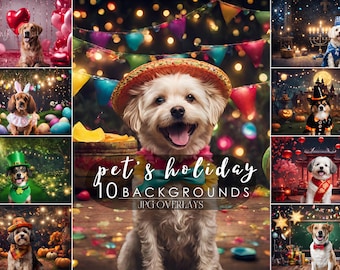 Pets Background Set of 10 Holiday Background Holiday Pets Overlay Pets Photo Prop Holiday Bundle Pets Printable Calendar Backgrounds Digital