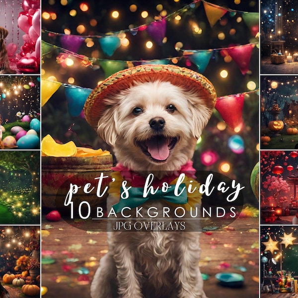 Pets Background Set of 10 Holiday Background Holiday Pets Overlay Pets Photo Prop Holiday Bundle Pets Printable Calendar Backgrounds Digital