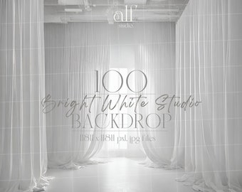 Bright White Room Photography Backdrop: Elegant Studio Scene (Digital Download)