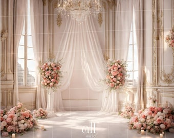 Palace Wedding Digital Backdrop: Elegant Photography Background