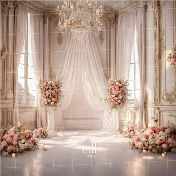 Elegant Wedding Backdrop in a Palace Digital Backgrounds for Shooting Wedding Backdrop Maternity Backdrop Overlays Photography Backgrounds