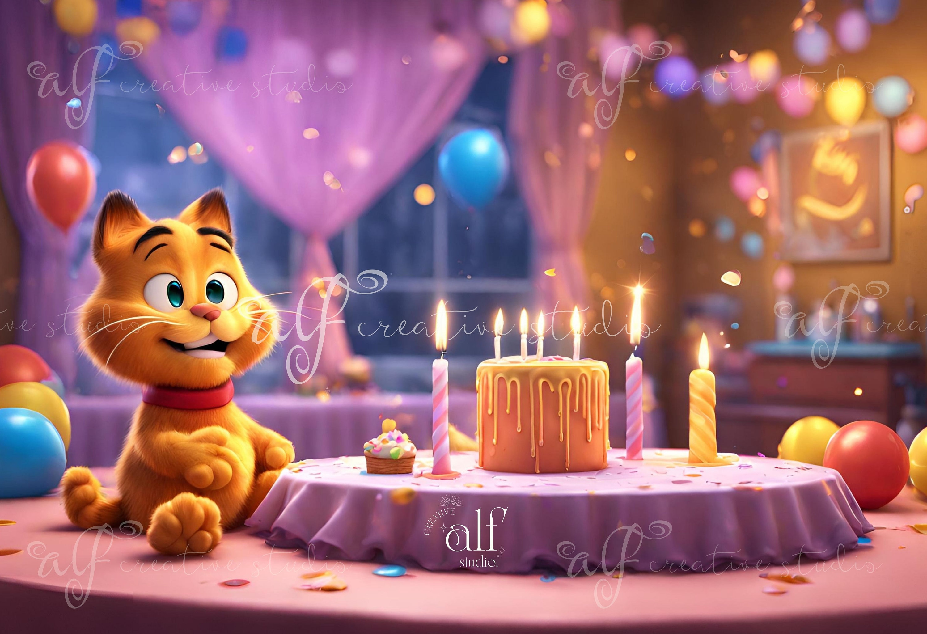 Garfield Birthday Digital Background Garfield Backdrop Garfield