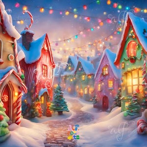 Whimsical Candyland Christmas Backdrop: Holiday Scene (JPG File)