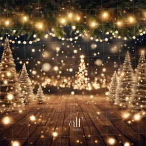 Christmas Backdrop Garden Christmas Tree Backgrounds New Year Composite White Photo Props DIGITAL Xmas Studio Overlay CandleLights Backdrops