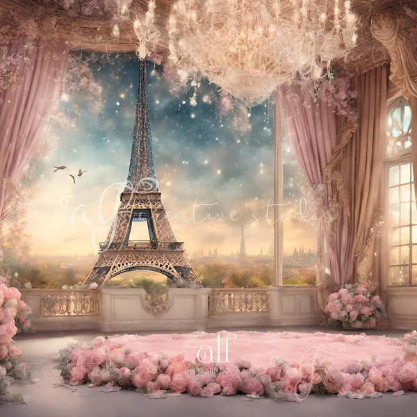 Eiffel Themed Wedding Backdrop in a Palace Digital Backgrounds for Shooting Wedding Backdrop Maternity Paris Backdrop Overlays Photography