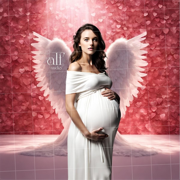 Angel Wings Backdrop Princess White Wings Background DIGITAL Studio Overlays Wings Hearth Theme Maternity Overlays Valentines Backdrops