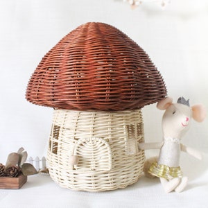 Wicker Mushroom House,  Mushroom Babydoll House , Nursery Decoration , Mushroom House, Handmade Rattan Kids Toys, Kids Room Decor