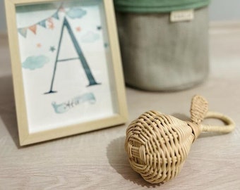 Rattan Rattle , Gift for Baby , Wicker Rattle Baby Natural Rattle, Bamboo Bell Toy, Rattan Kids Toy, Boho Rattan Rattle, Wicker Baby Rattle